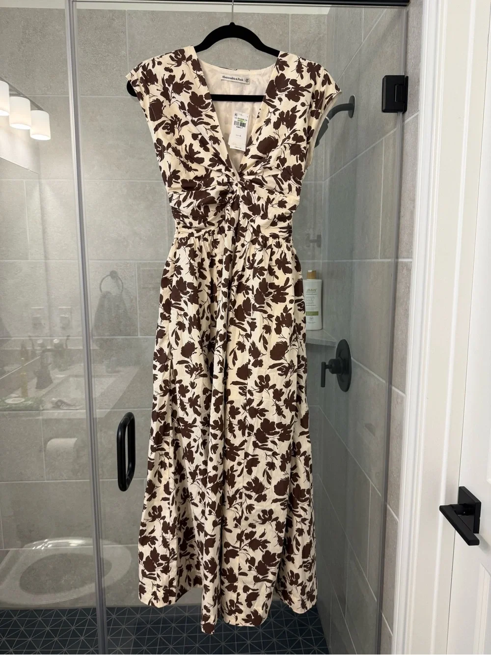 Abercrombie & Fitch Cream Maxi Dress with Brown Floral Print